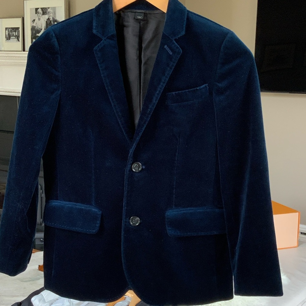 J Crew Crewcuts Kids Navy Velvet Blazer SZ 10
